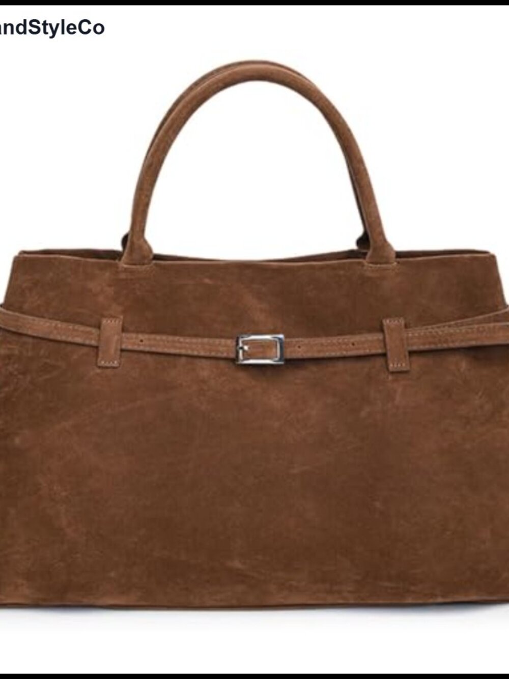 Vintage Suede Top Handle Satchel Tote Bag Faux Suede Magnetic Closure Handbag